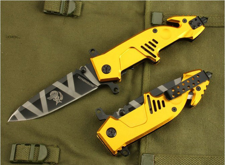 OEM EXTREMA RATIO MF3 GOLDEN FOLDING BLADE KNIFE  CAMPING KNIFE UDTEK00153